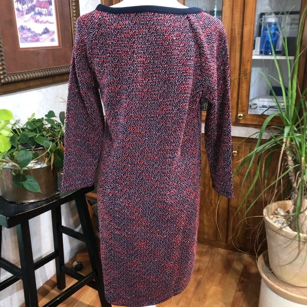 TALBOTS SIZE MEDIUM TWEED LOOKING RED WHITE AND BLUE 3/4 SLEEVE SRESS